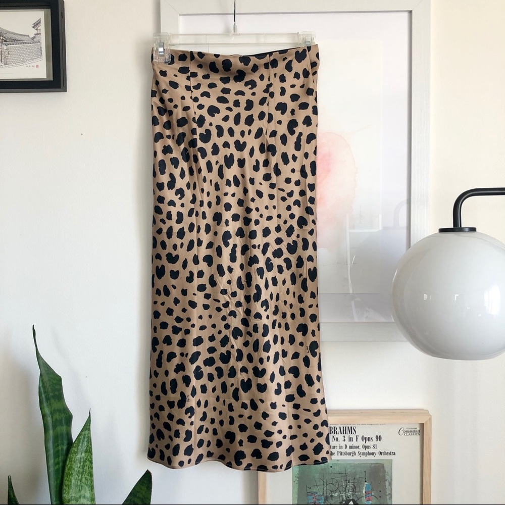 Realisation Par Tan Leopard Print Bias Midi Skirt - Picture 2 of 3